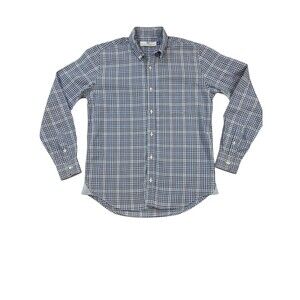 Peter Manning Shirt Mens Blue Check Cotton Long Sleeve Button Plaid Sz 2